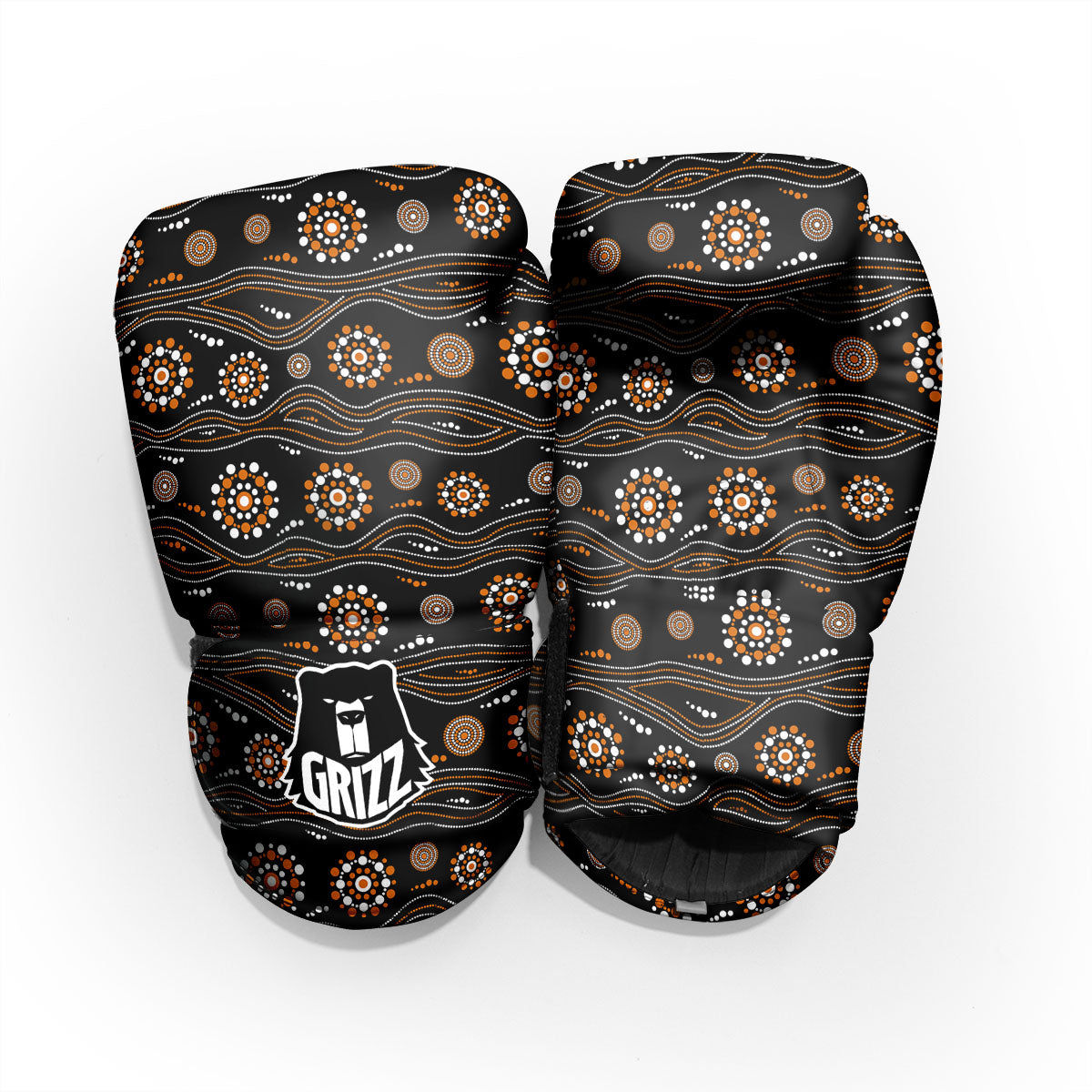 Aboriginal Orange And White Dot Print Pattern Pro Boxing Glove