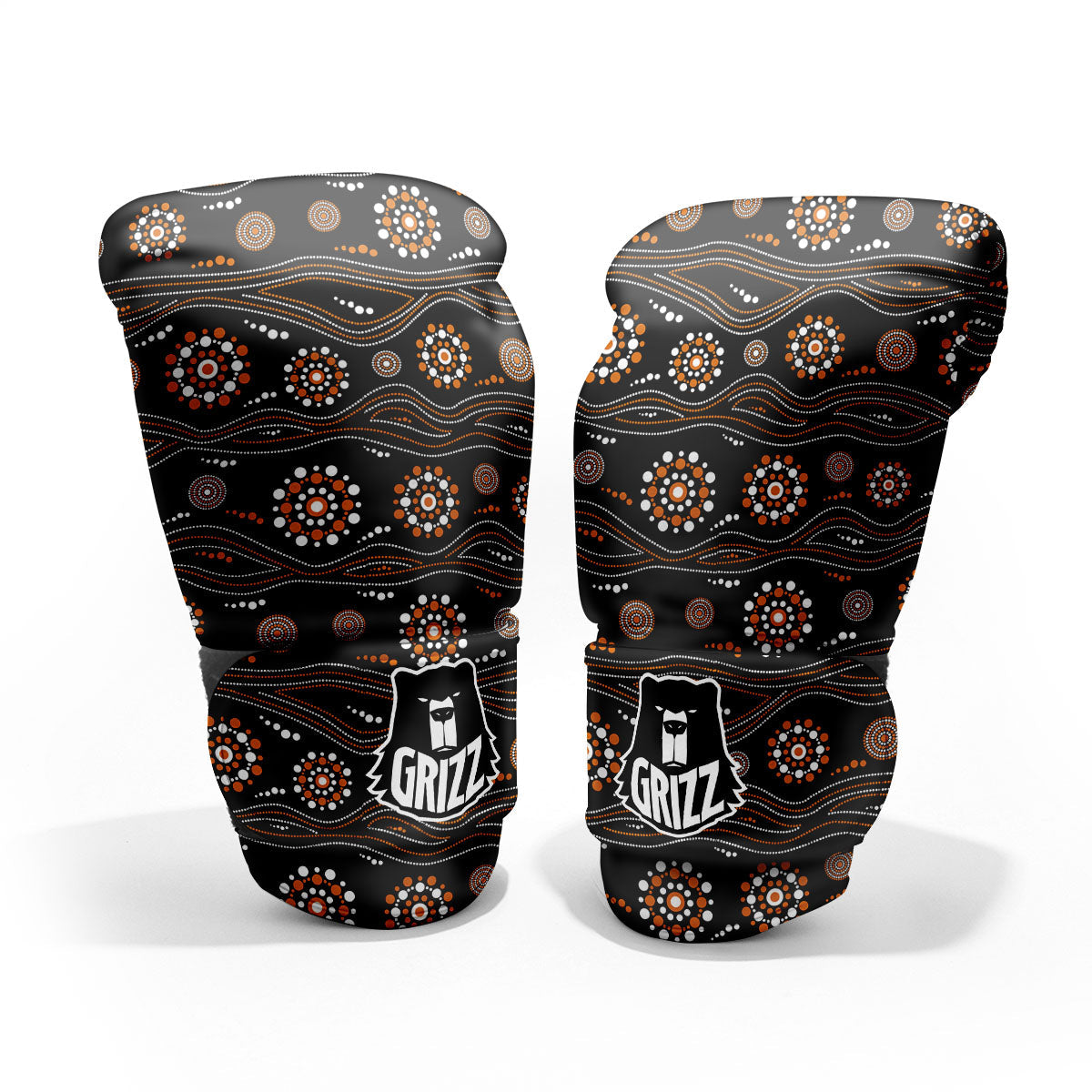 Aboriginal Orange And White Dot Print Pattern Pro Boxing Glove