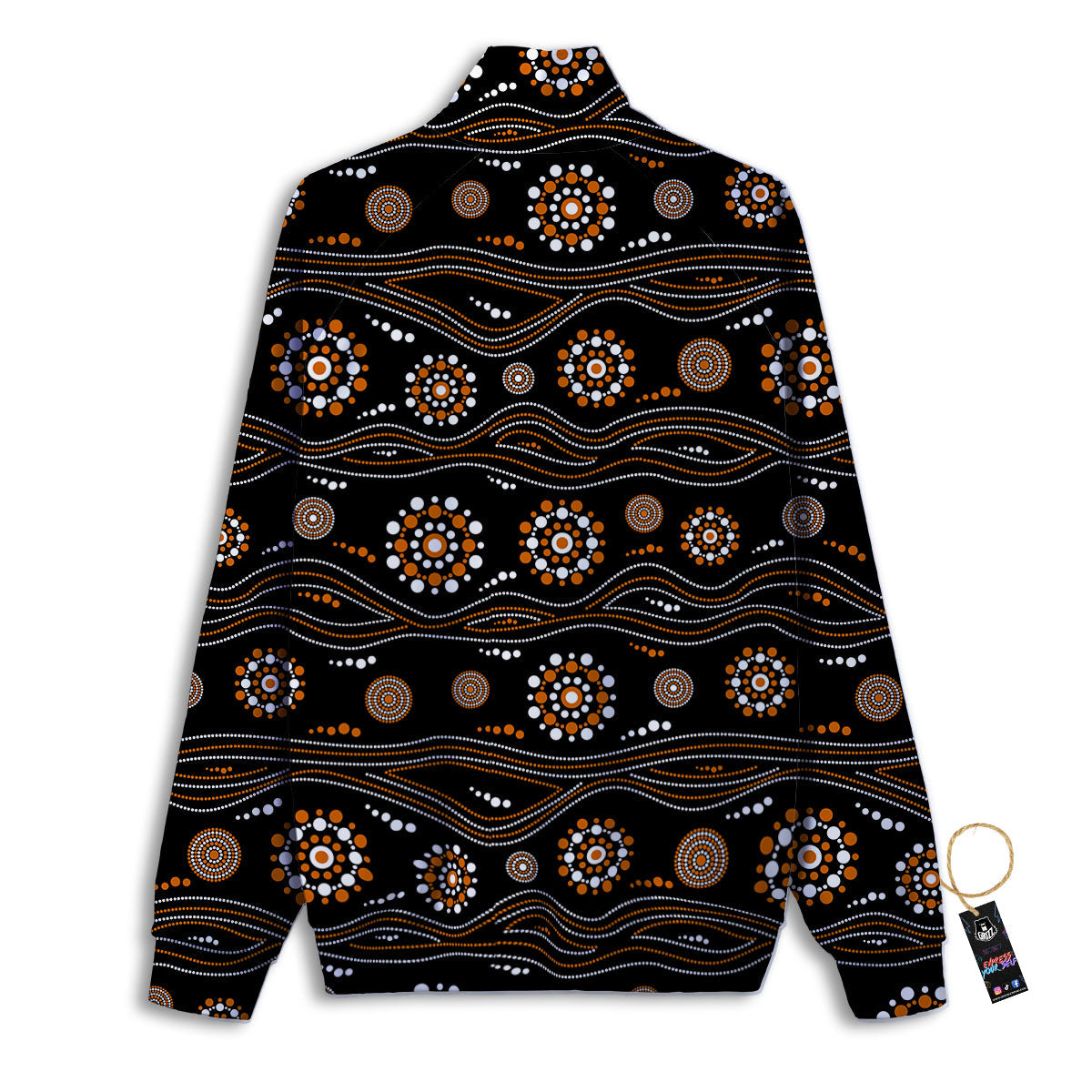 Aboriginal Orange And White Dot Print Pattern Track Jacket-grizzshop
