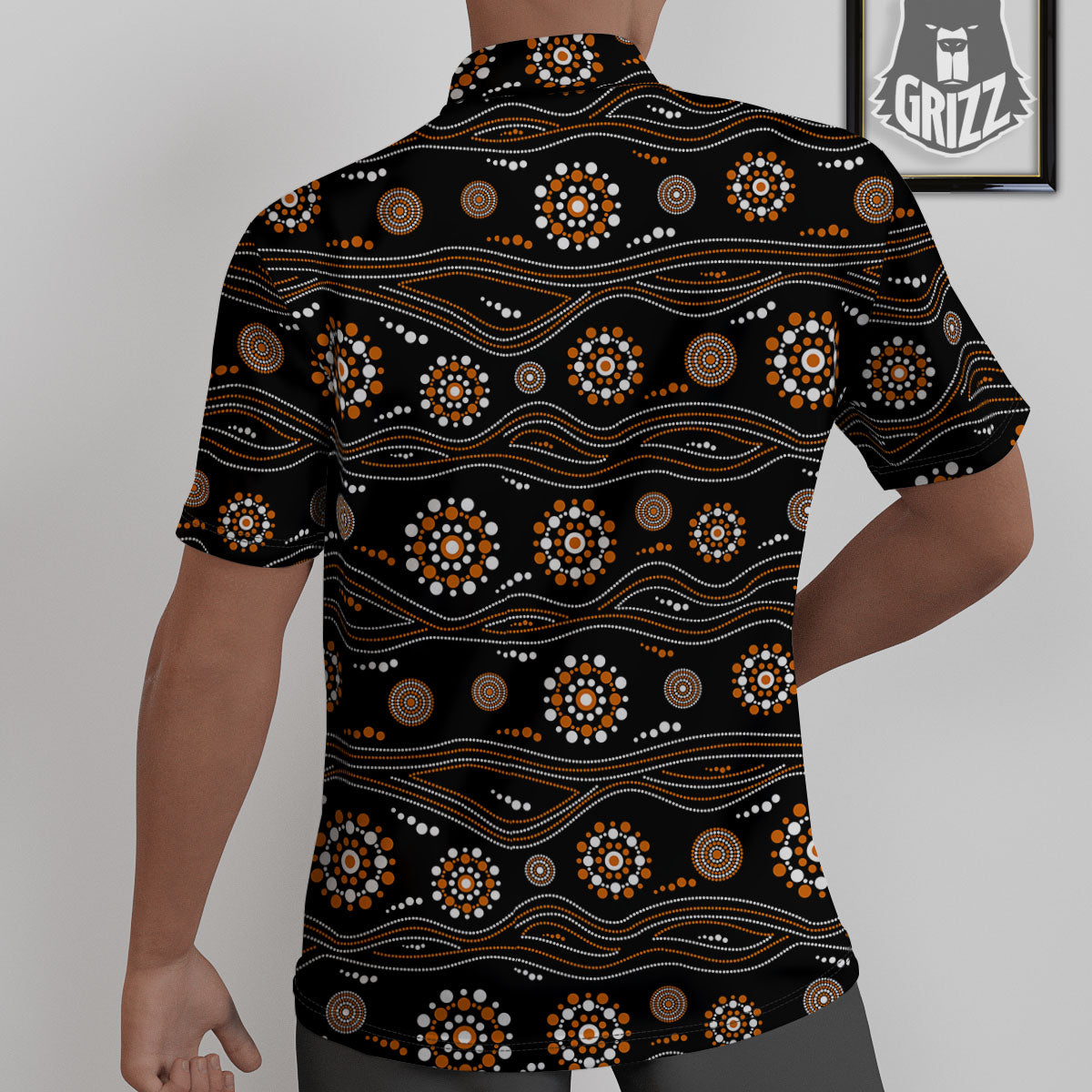Aboriginal Orange And White Dot Print Pattern Untucked Shirts-grizzshop