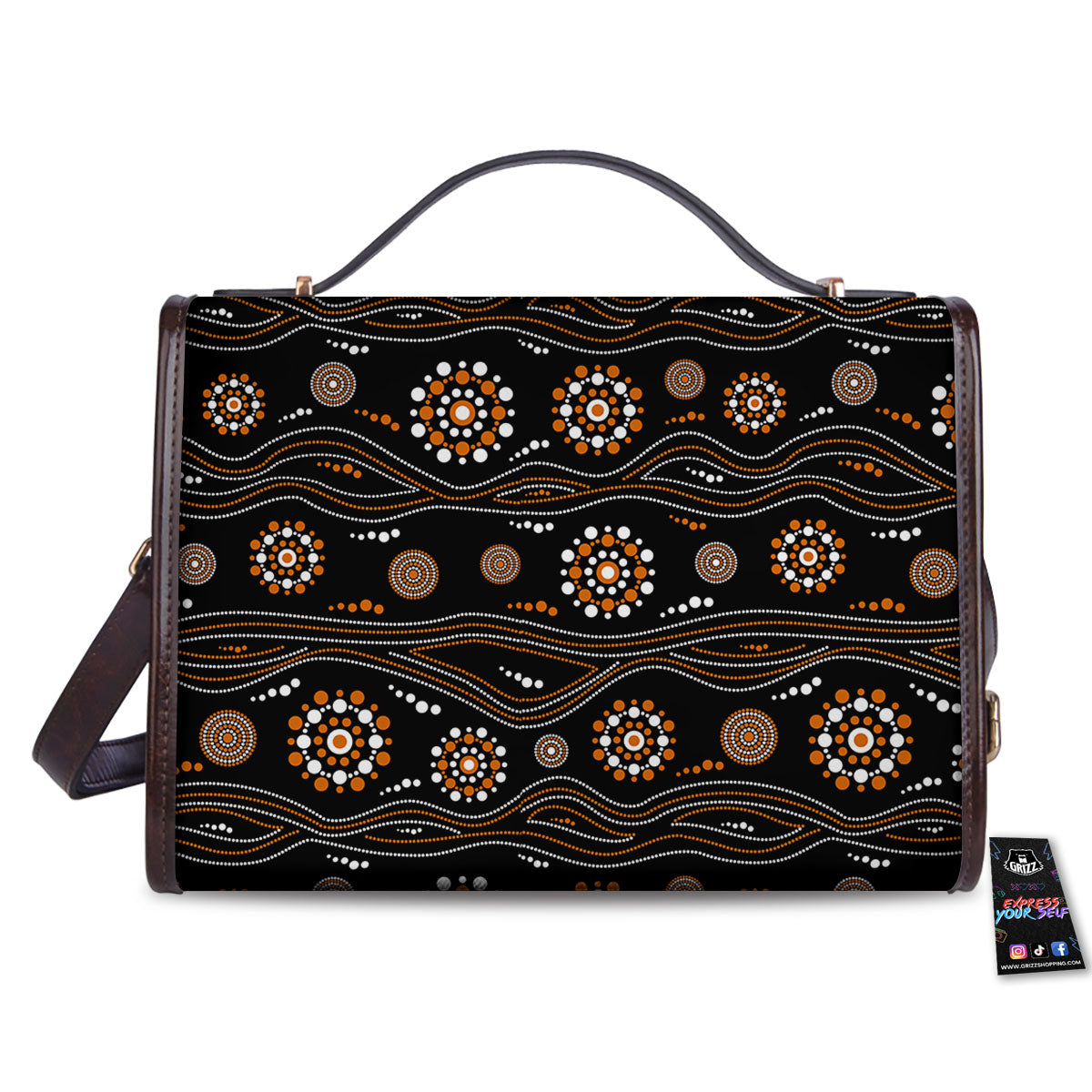 Aboriginal Orange And White Dot Print Pattern Women's Satchel Bag-grizzshop