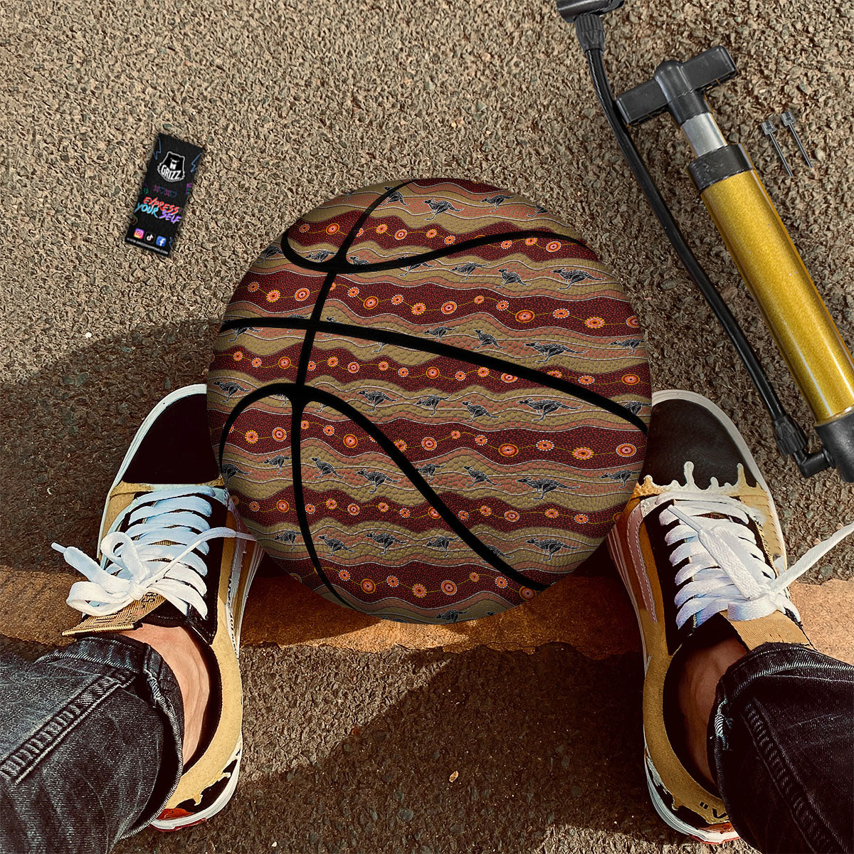 Aboriginal Australian Kangaroo Print Basketball