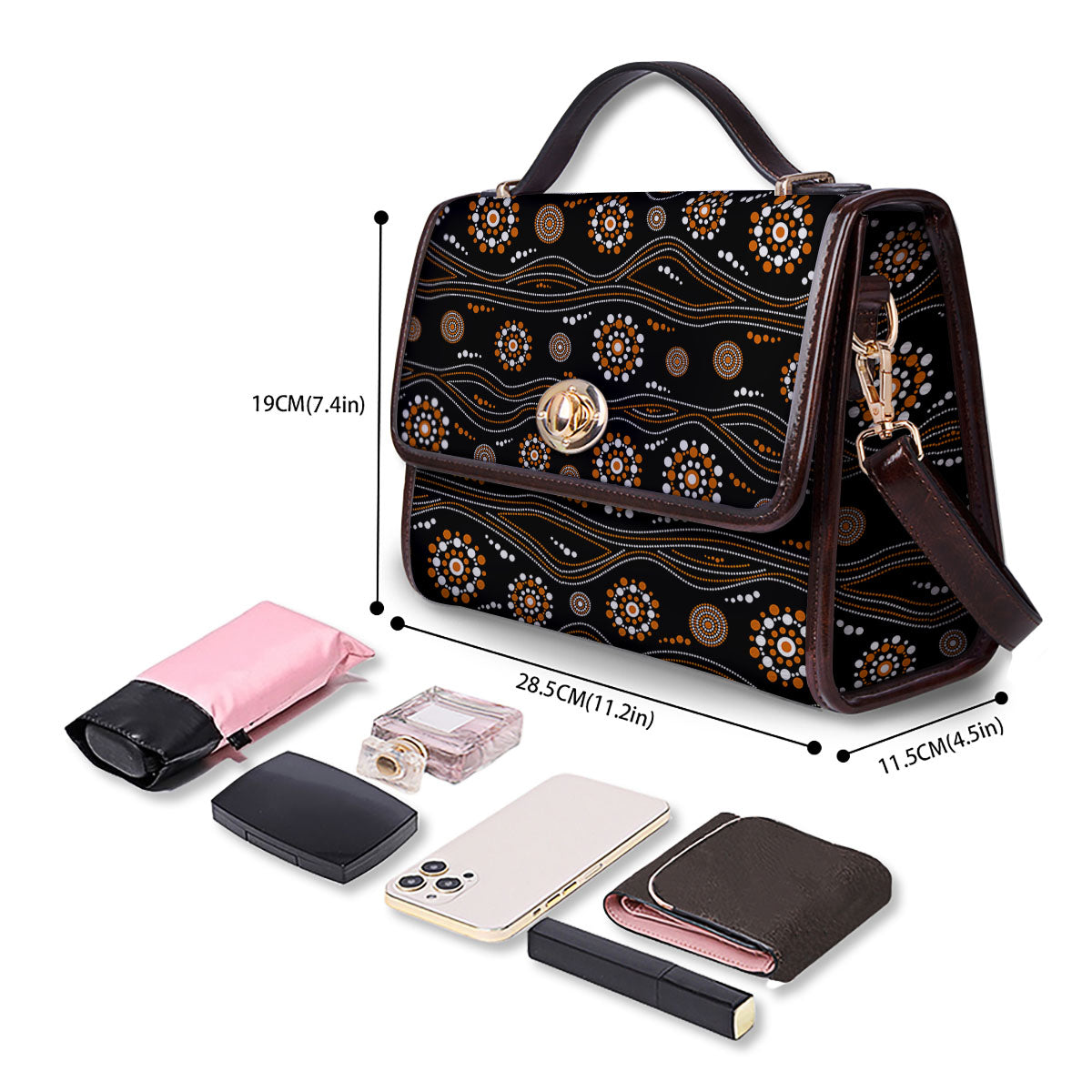Aboriginal Orange And White Dot Print Pattern Women's Satchel Bag