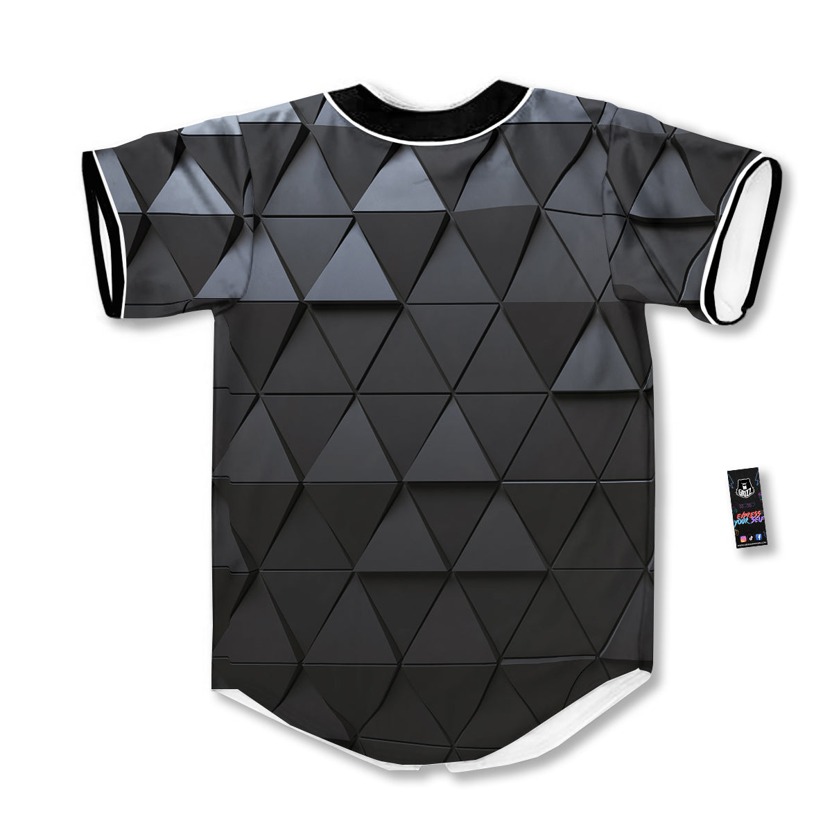 Abstract 3D Geometric Triangle Print Baseball Jersey-grizzshop