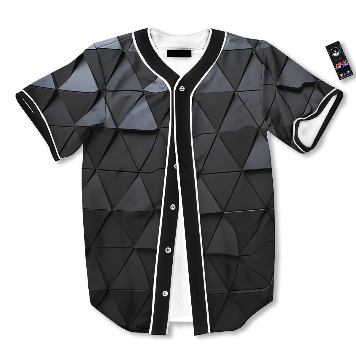 Abstract 3D Geometric Triangle Print Baseball Jersey-grizzshop