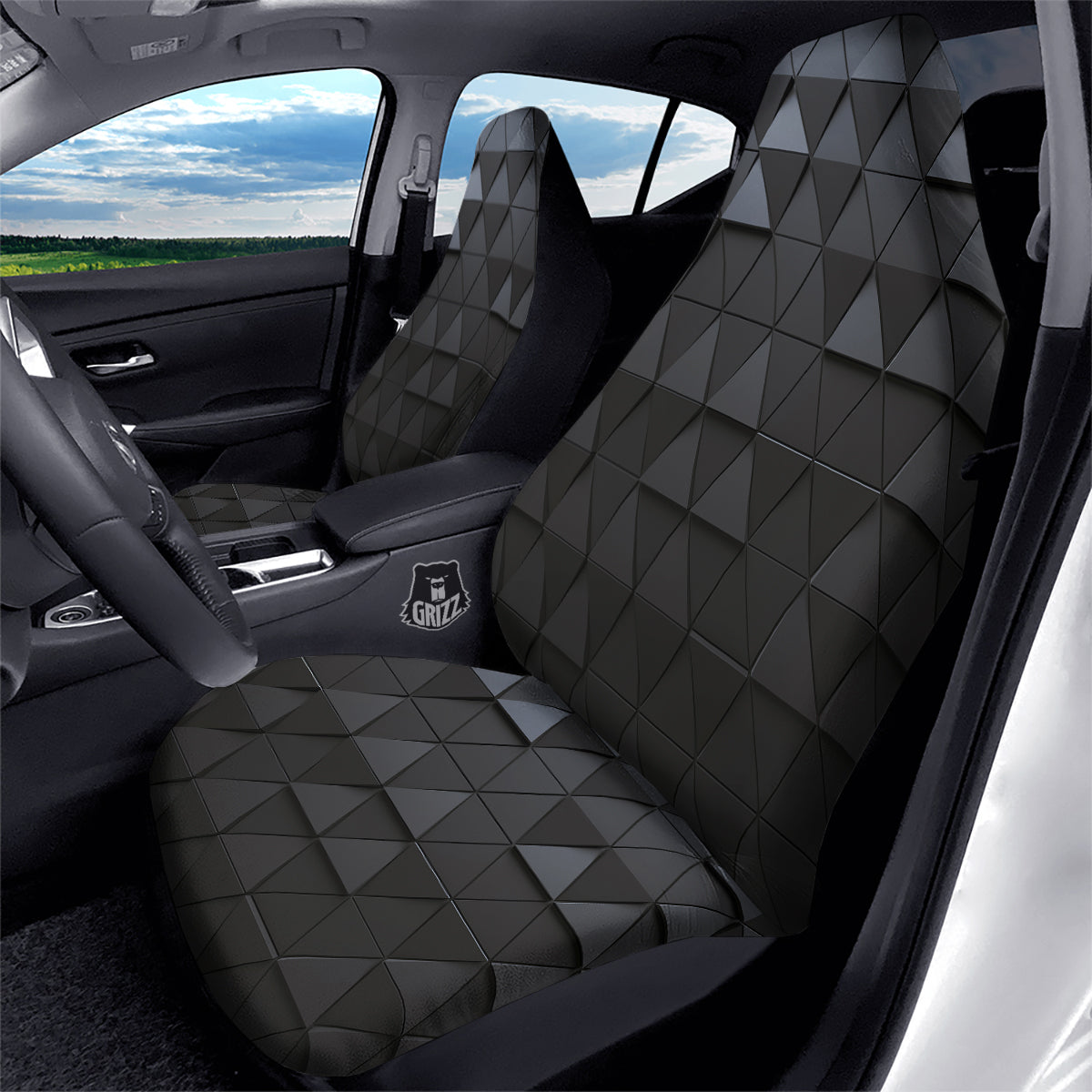 Abstract 3D Geometric Triangle Print Car Seat Covers-grizzshop