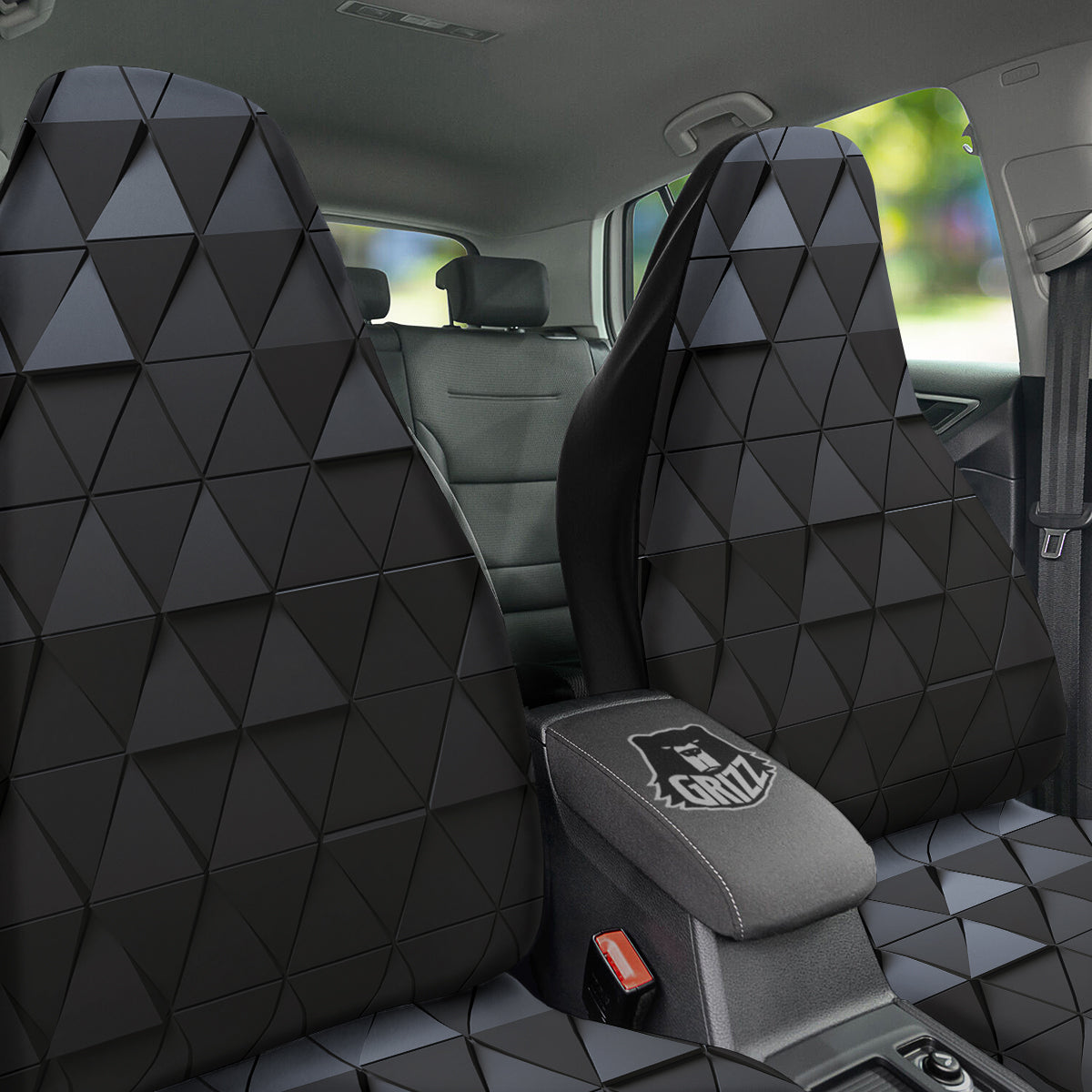 Abstract 3D Geometric Triangle Print Car Seat Covers-grizzshop