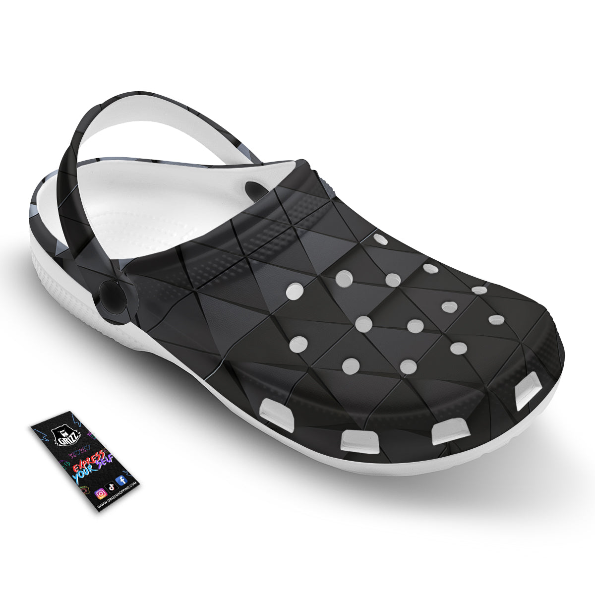 Abstract 3D Geometric Triangle Print Clog-grizzshop