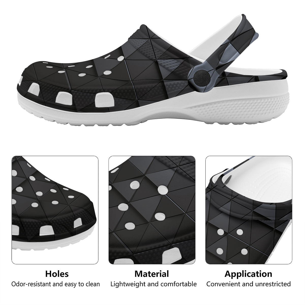 Abstract 3D Geometric Triangle Print Clog-grizzshop