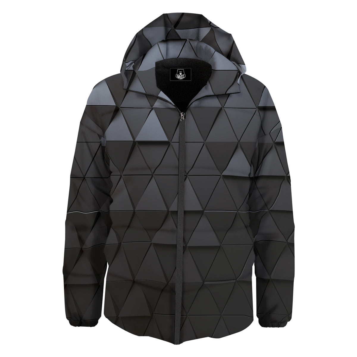 Abstract 3D Geometric Triangle Print Down Jacket-grizzshop