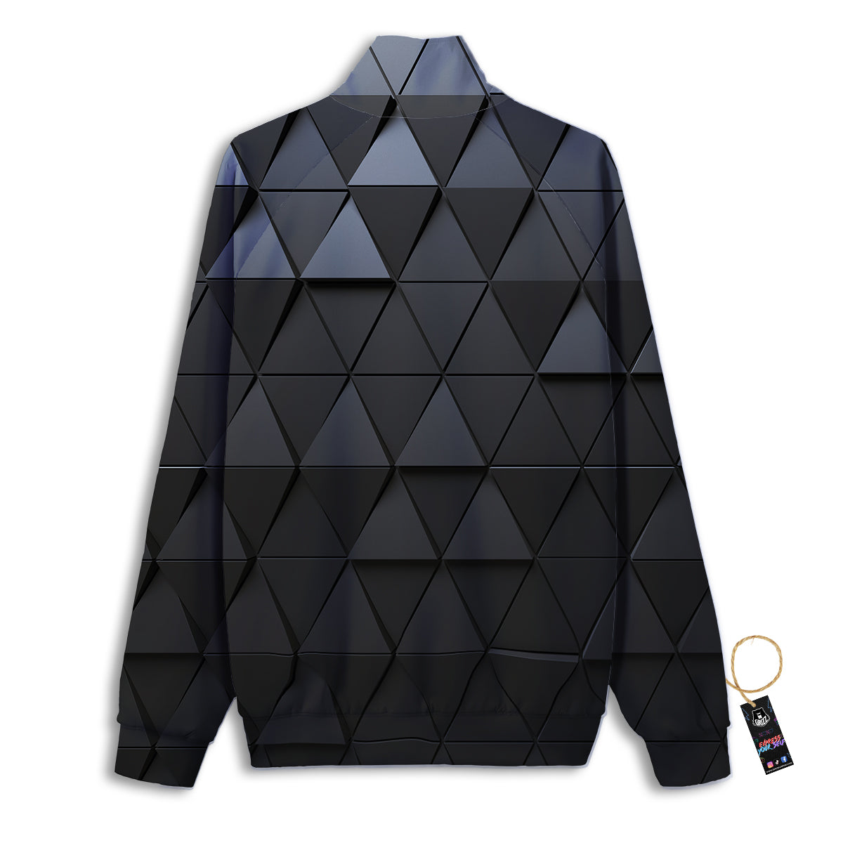 Abstract 3D Geometric Triangle Print Track Jacket-grizzshop