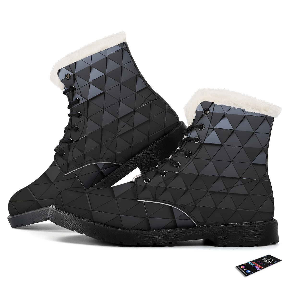 Abstract 3D Geometric Triangle Print Winter Boots-grizzshop