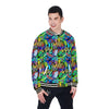 Abstract Alien Graffiti Text Print Pattern Baseball Jacket-grizzshop