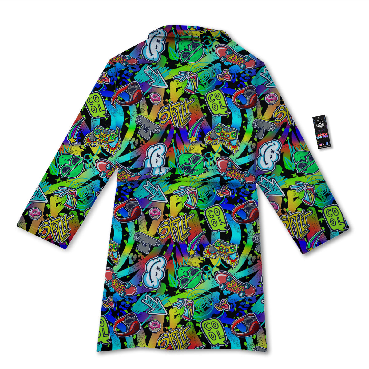 Abstract Alien Graffiti Text Print Pattern Bathrobe-grizzshop