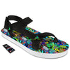 Abstract Alien Graffiti Text Print Pattern Black Open Toe Sandals-grizzshop