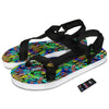 Abstract Alien Graffiti Text Print Pattern Black Open Toe Sandals-grizzshop