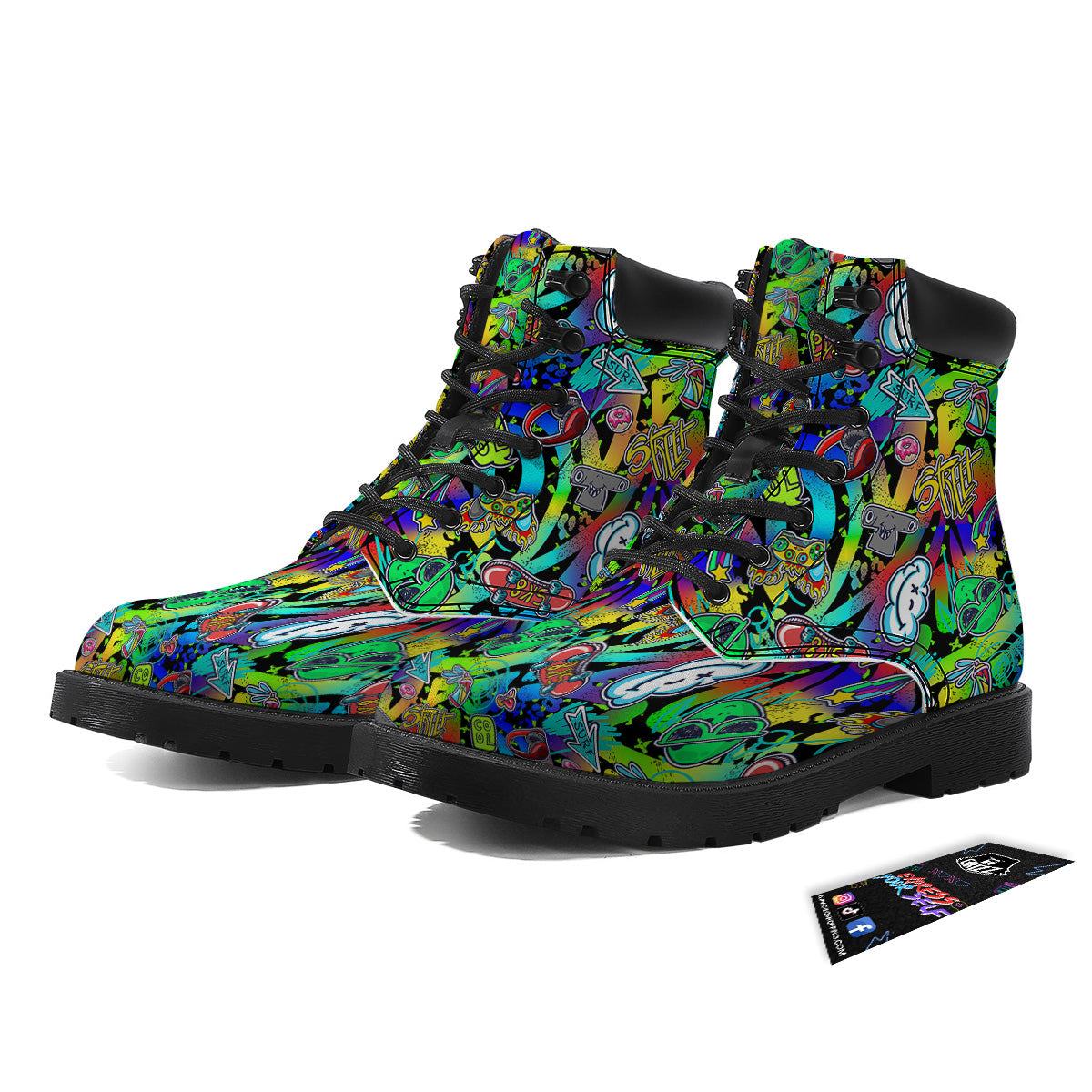 Abstract Alien Graffiti Text Print Pattern Boots-grizzshop