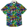 Abstract Alien Graffiti Text Print Pattern Button Up Shirt-grizzshop