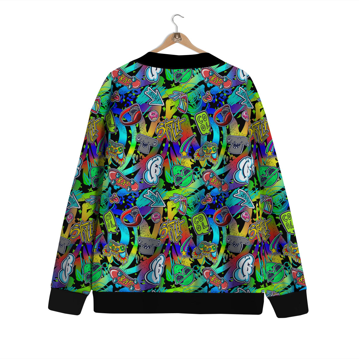 Abstract Alien Graffiti Text Print Pattern Cardigan-grizzshop