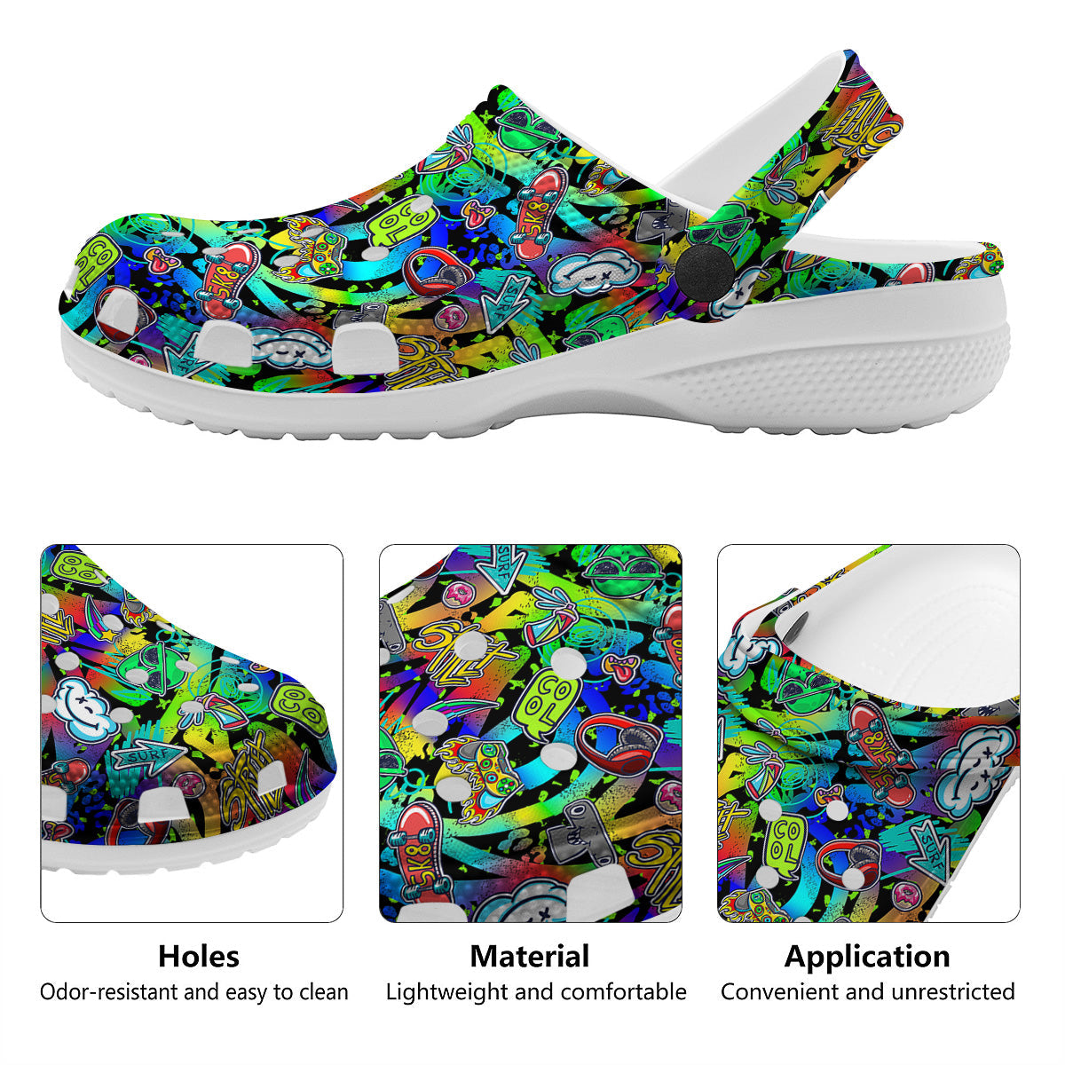 Abstract Alien Graffiti Text Print Pattern Clog-grizzshop