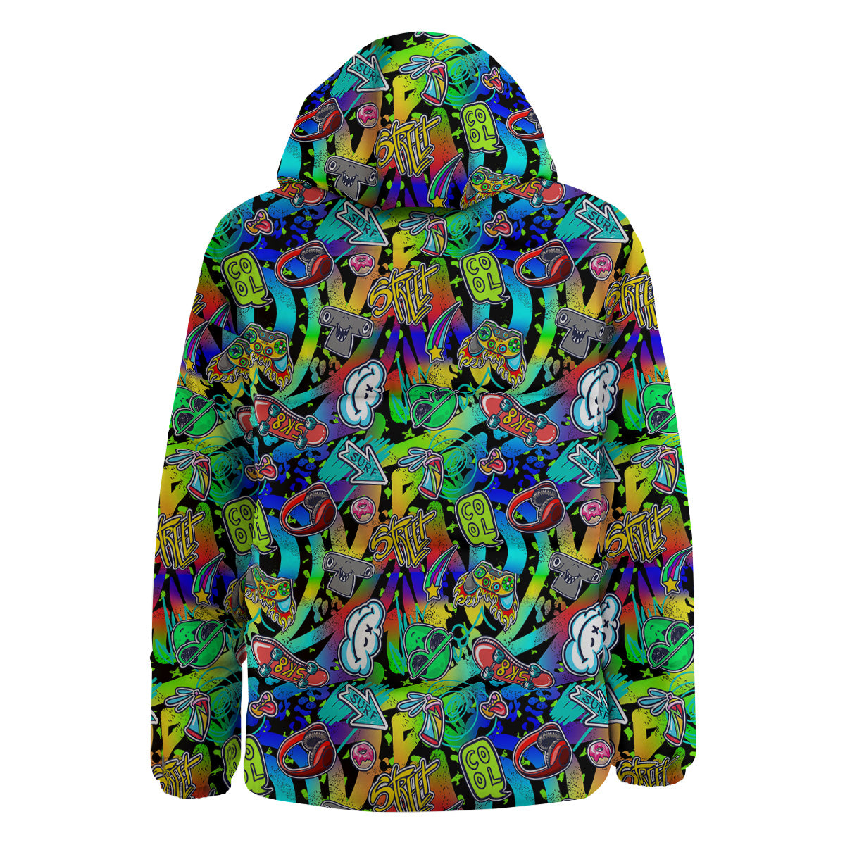 Abstract Alien Graffiti Text Print Pattern Down Jacket-grizzshop