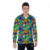 Abstract Alien Graffiti Text Print Pattern Men's Long Sleeve Shirts-grizzshop