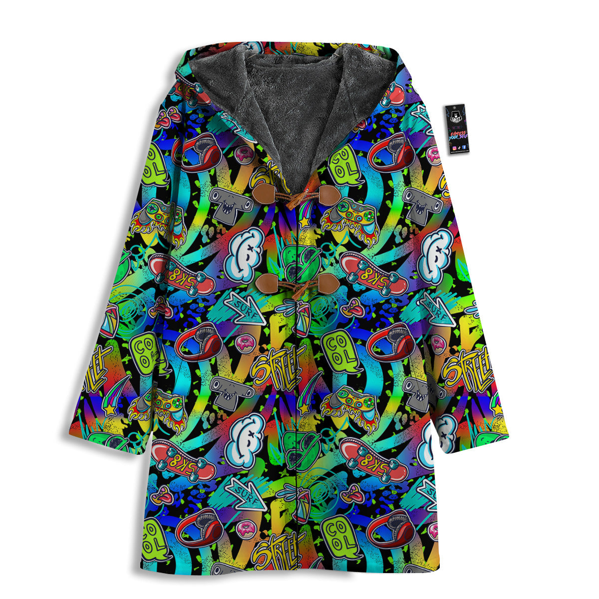 Abstract Alien Graffiti Text Print Pattern Men's Windbreaker Jacket-grizzshop