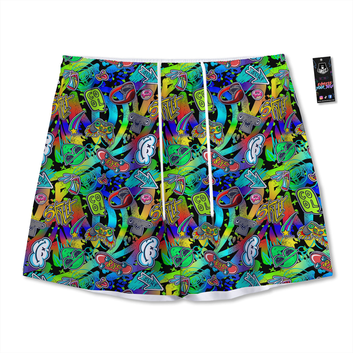 Adinkra Symbols Grey African Print Mesh Shorts