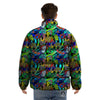 Abstract Alien Graffiti Text Print Pattern Puffer Jacket-grizzshop