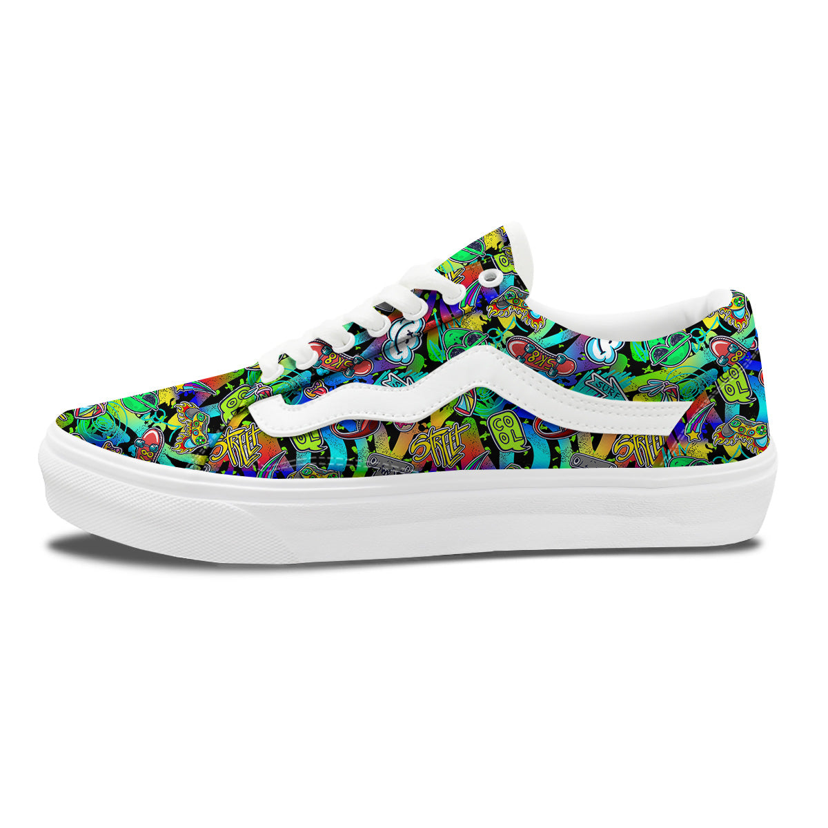 Abstract Alien Graffiti Text Print Pattern Skate Shoes-grizzshop