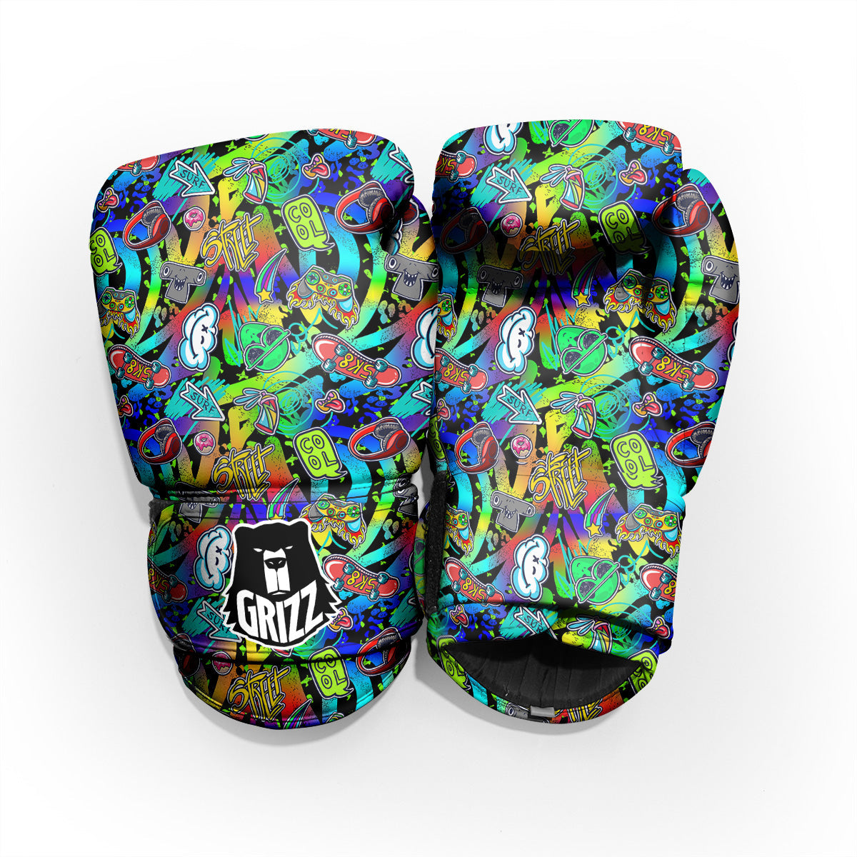 Abstract Alien Graffiti Text Print Pattern Pro Boxing Glove