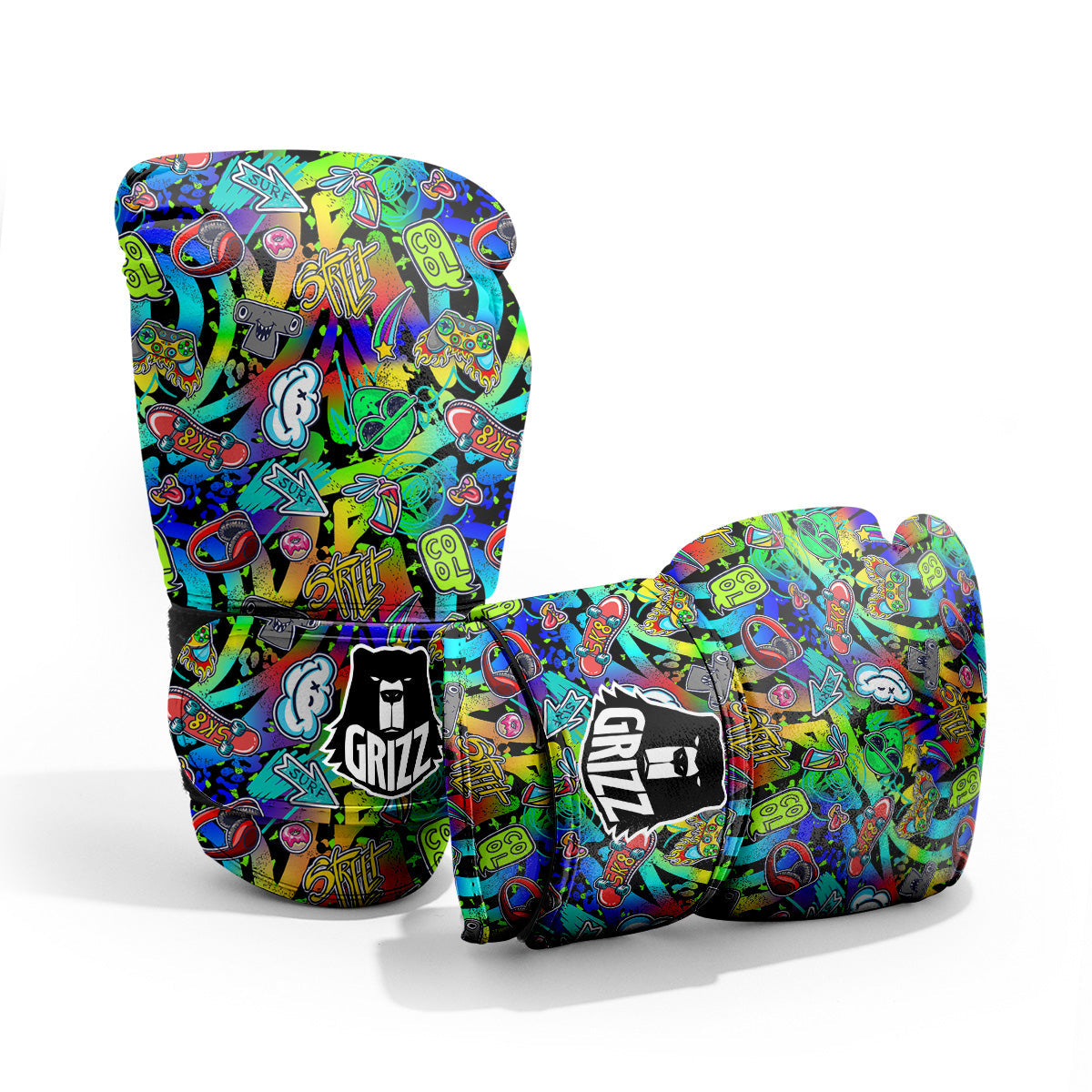 Abstract Alien Graffiti Text Print Pattern Pro Boxing Glove