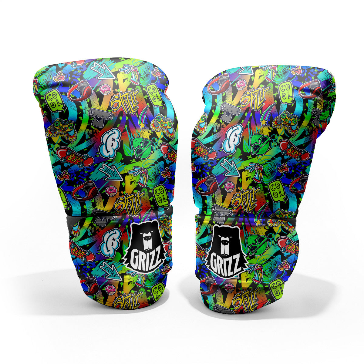 Abstract Alien Graffiti Text Print Pattern Pro Boxing Glove