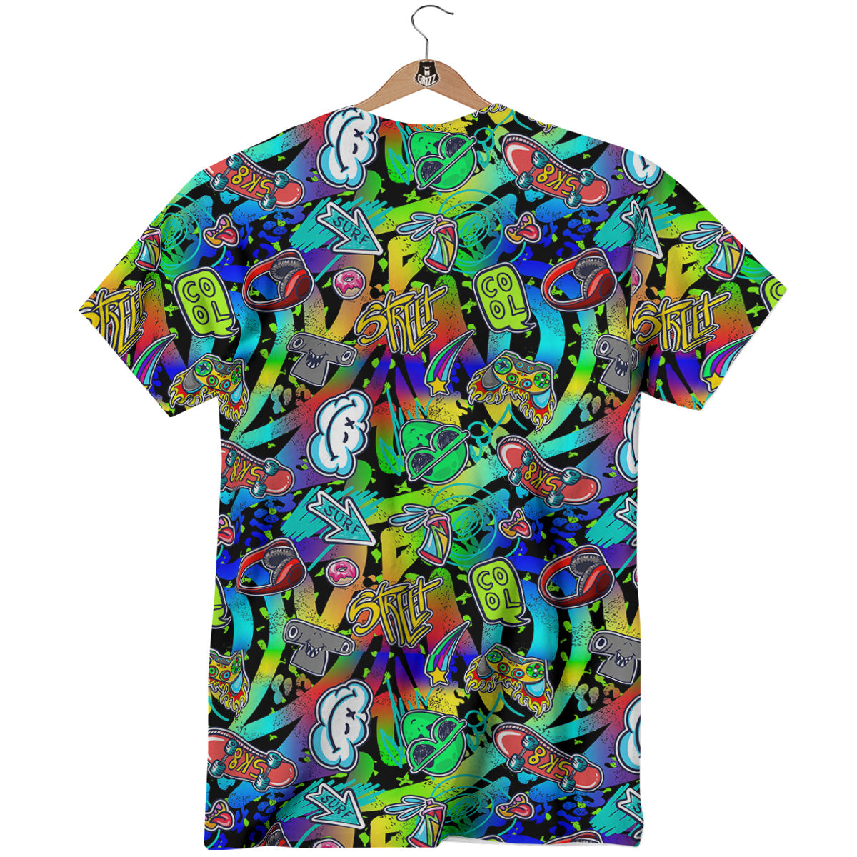 Abstract Alien Graffiti Text Print Pattern T-Shirt-grizzshop