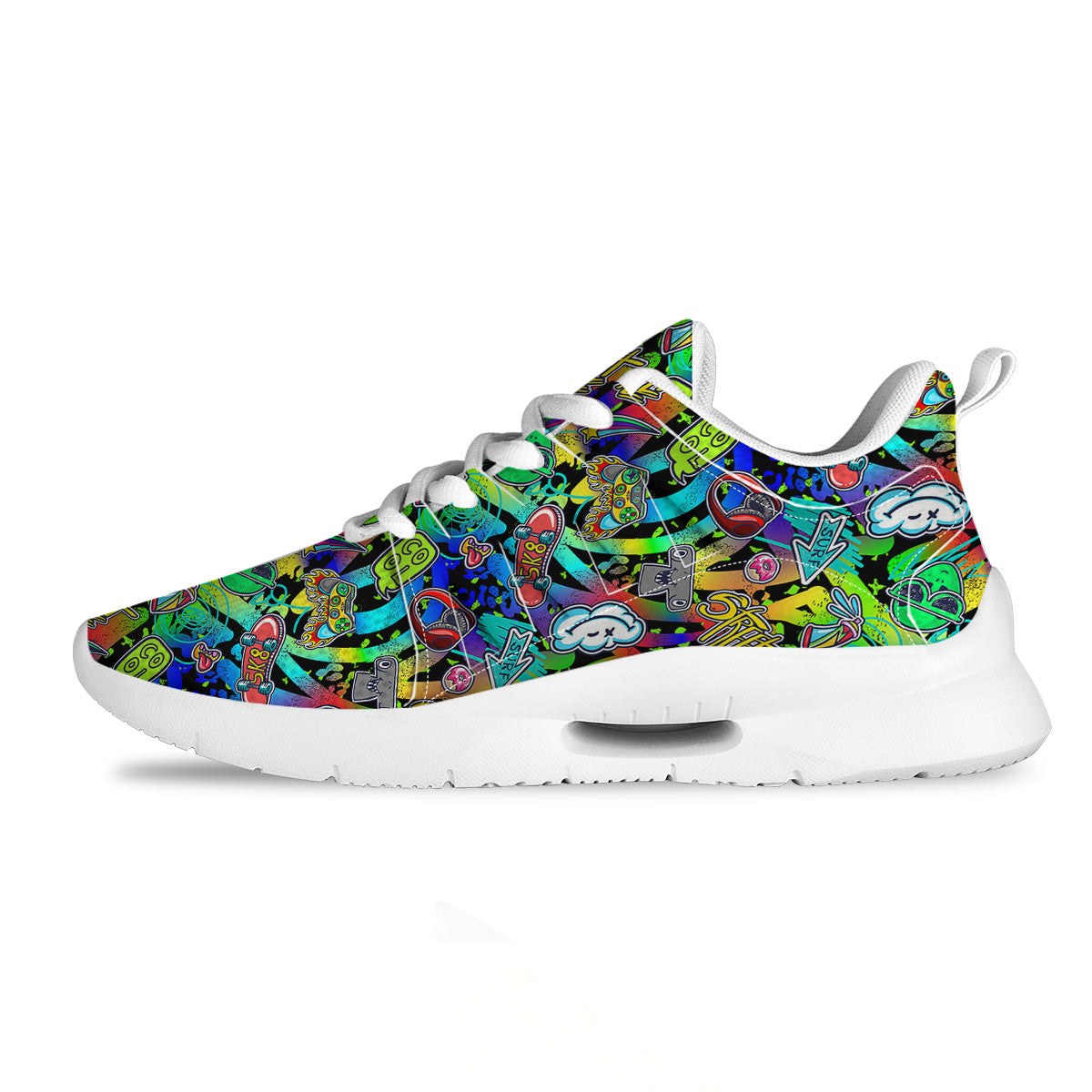 Abstract Alien Graffiti Text Print Pattern Tennis Shoes-grizzshop