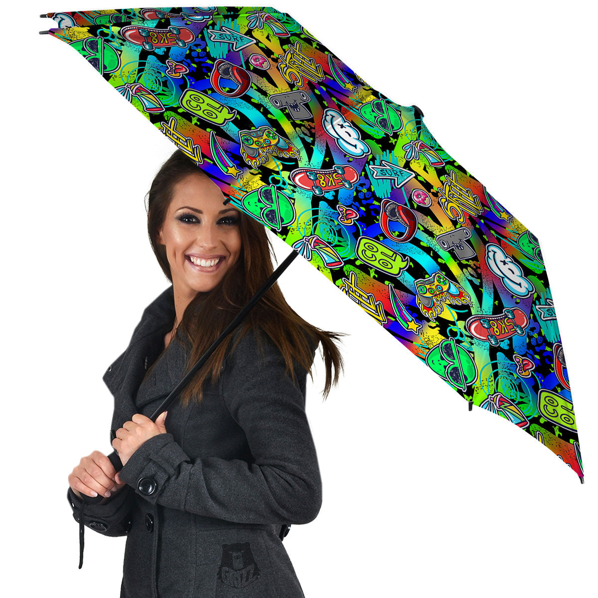 Abstract Alien Graffiti Text Print Pattern Umbrella-grizzshop