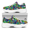 Abstract Alien Graffiti Text Print Pattern White Chunky Shoes-grizzshop