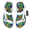 Abstract Alien Graffiti Text Print Pattern White Open Toe Sandals-grizzshop