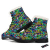 Abstract Alien Graffiti Text Print Pattern Winter Boots-grizzshop