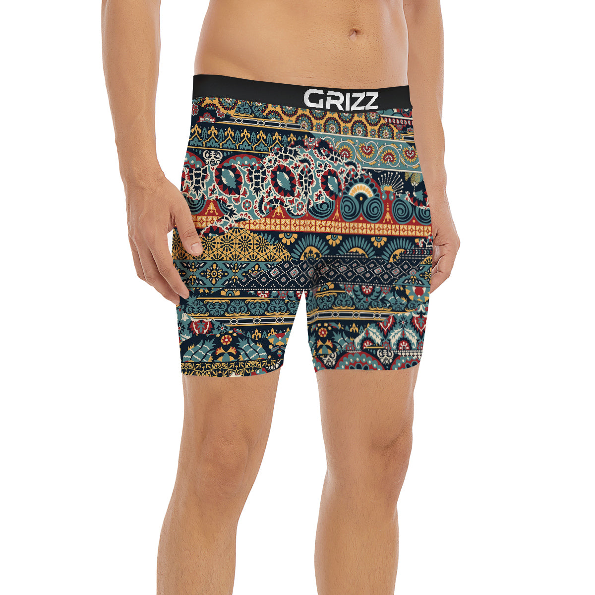 Abstract Arabian Paisley Print Boxer Briefs-grizzshop