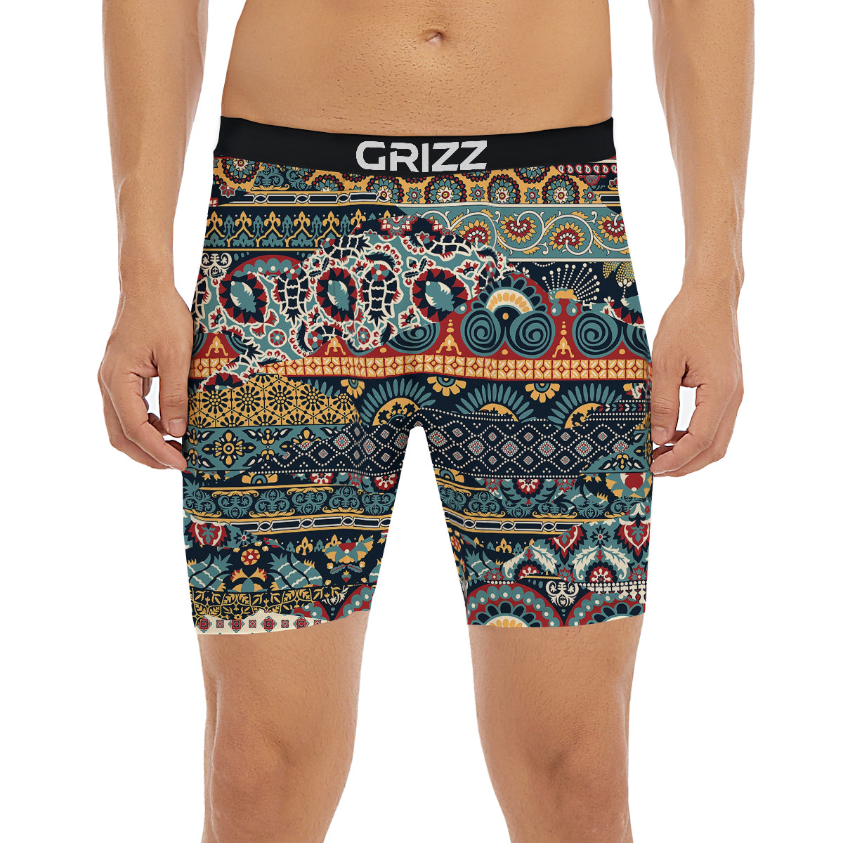 Abstract Arabian Paisley Print Boxer Briefs-grizzshop