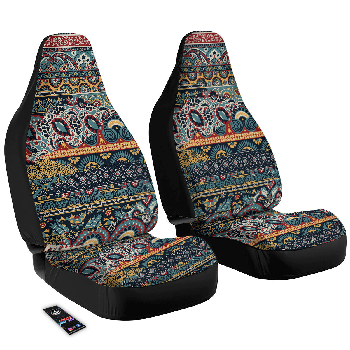 Abstract Arabian Paisley Print Car Seat Covers-grizzshop