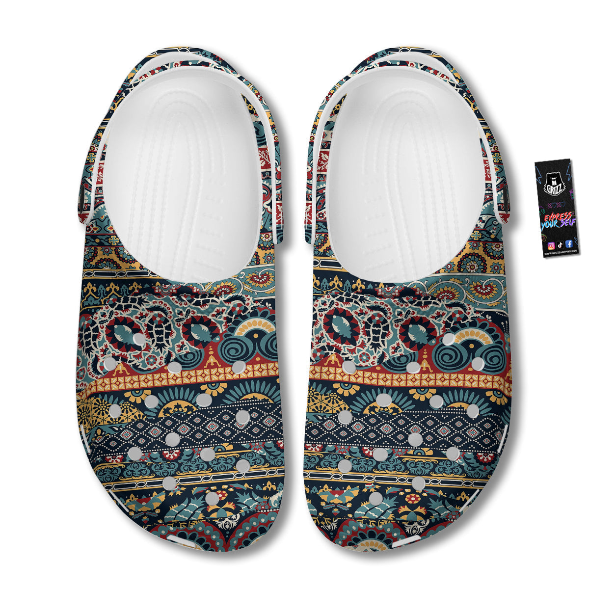 Abstract Arabian Paisley Print Clog-grizzshop