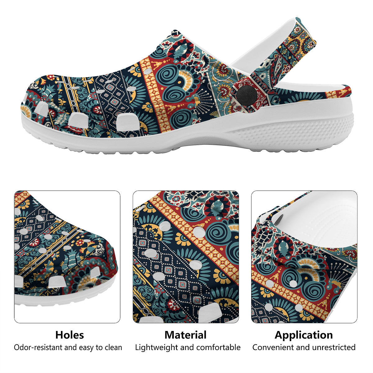 Abstract Arabian Paisley Print Clog-grizzshop