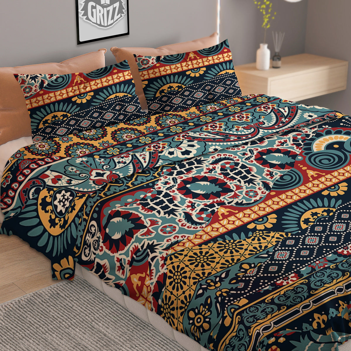 Abstract Arabian Paisley Print Duvet Cover Bedding Set