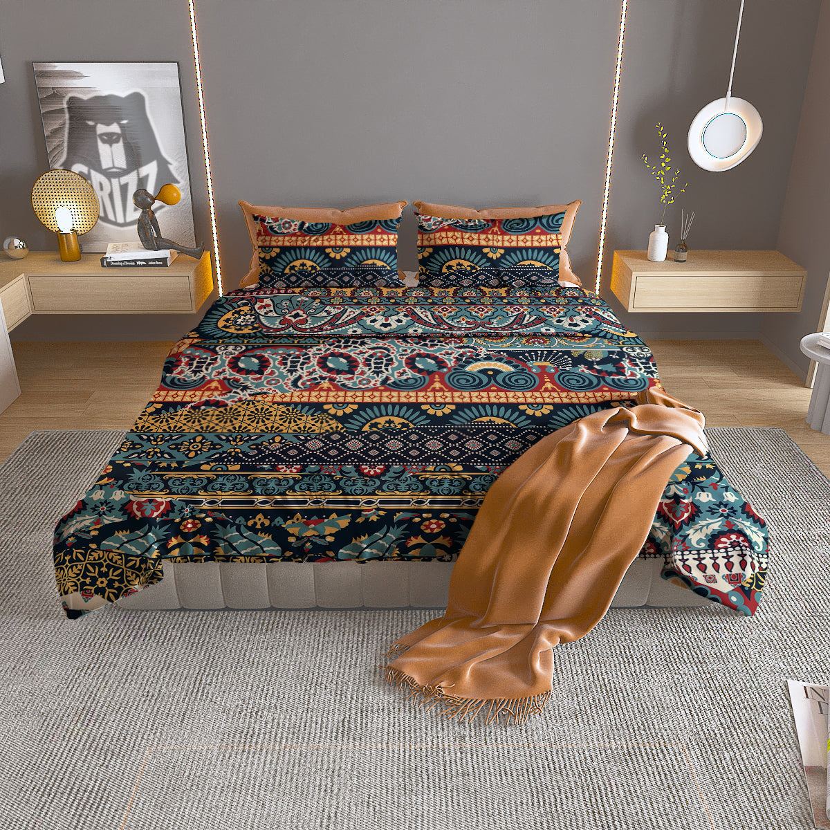 Abstract Arabian Paisley Print Duvet Cover Bedding Set