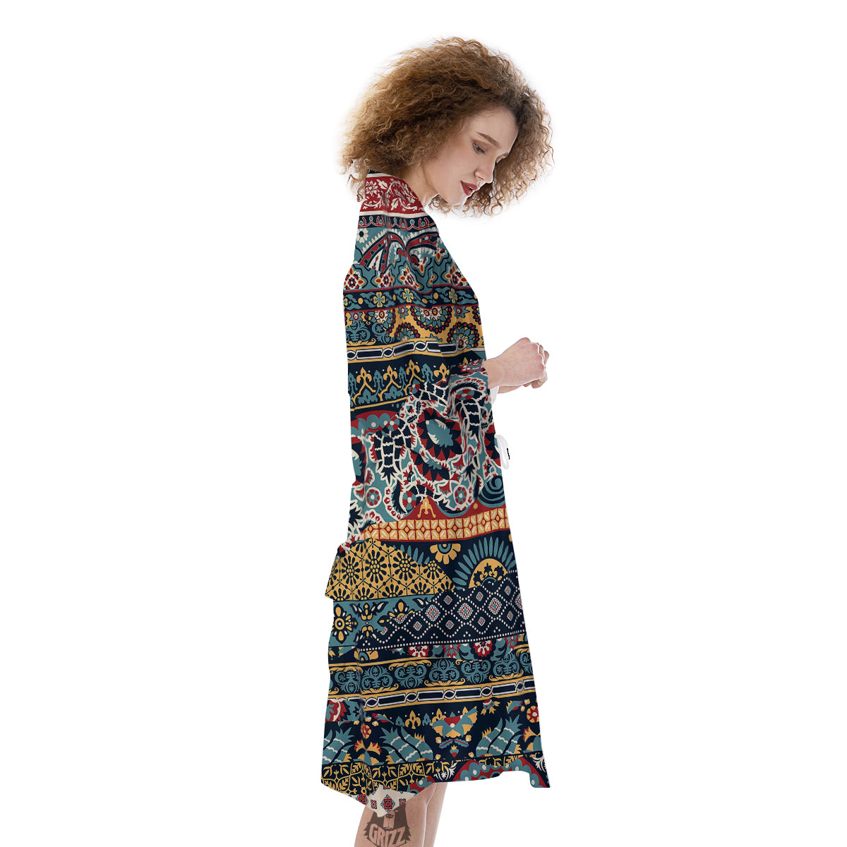 Abstract Arabian Paisley Print Kimono-grizzshop