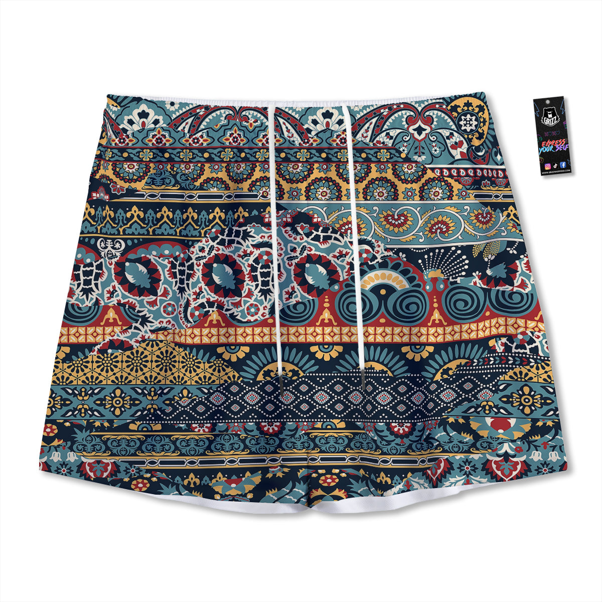 African Ethnic Girl Print Mesh Shorts