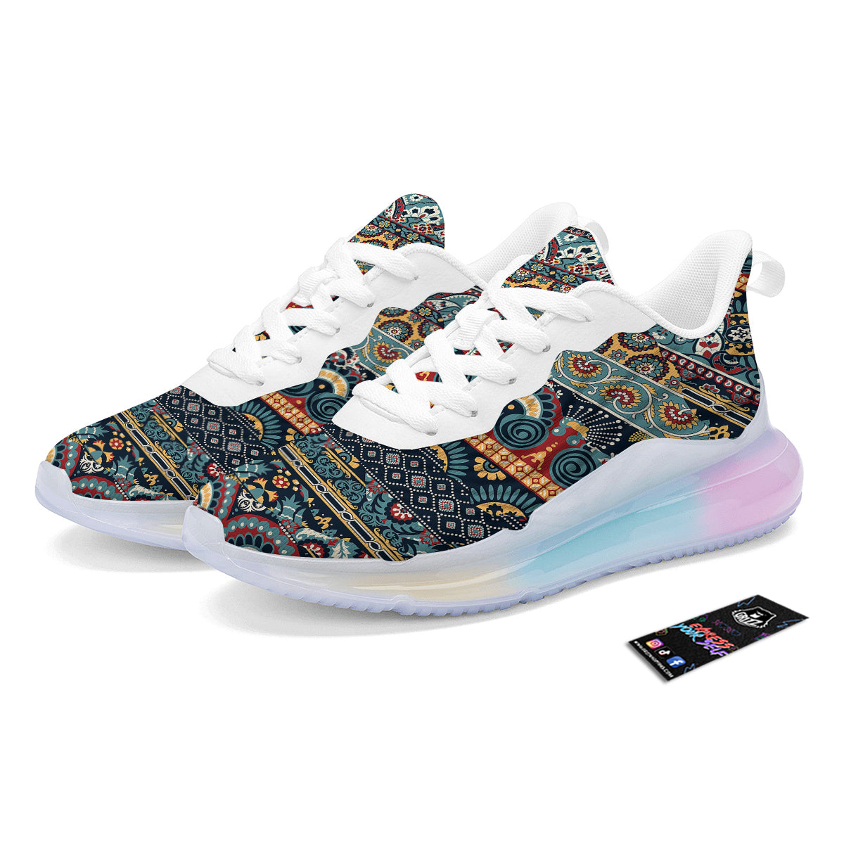 Abstract Arabian Paisley Print Running Sneakers-grizzshop