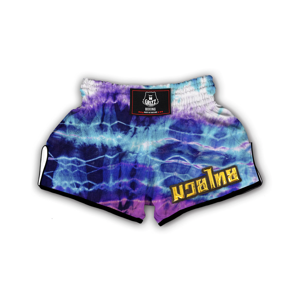 Abstract Blue Tie Dye Muay Thai Boxing Shorts-grizzshop